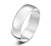 Theia 9ct White Gold Heavy D Shape Polished 6mm Wedding Ring - Size R