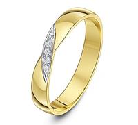 Theia 9ct Yellow Gold 0.04ct Diamond Cross Over 3.5mm Wedding Ring - Size Y