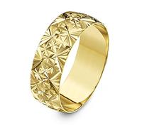 Theia 9ct Yellow Heavy Weight Court Shape Diamond Like Design 7mm Wedding Ring - Size R