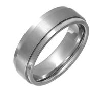 Theia Cobalt Flat Court Shape Matt Embossed Centre and Polished Edges 7mm Ring - Size Q