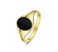 Theia Men's 9 ct Yellow Gold Oval Shape Black Onyx Stone Signet Ring with 10 x 8 mm, Size P