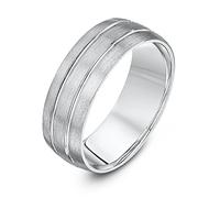 Theia Palladium 950 Heavy Weight Court Shape Matt with Two Polished Grooves 7mm Wedding Ring - Size T