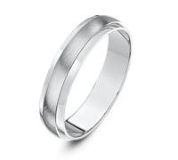 Theia Sterling Silver 925 Super Heavy D Shape Matt Centre Polished Sides 5mm Wedding Ring - Size S