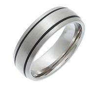 Theia Titanium and Enamel Inlay Court Matt Finish 7mm Ring - Size W
