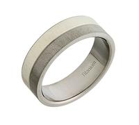 Theia Titanium and Silver Inlay Flat Court Matt Finish 7mm Ring - Size T