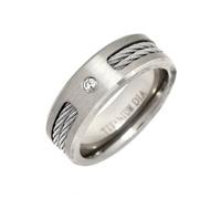 Theia Titanium Flat Court 0.05ct Diamond Matt and Ropes 7mm Ring - Size P