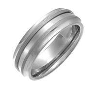 Theia Titanium Flat Court Double Matt Embossed Stripes 7mm Ring - Size R
