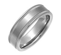 Theia Titanium Flat Court Shape Matt with Grained Edges 6mm Ring - Size U