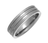 Theia Titanium Flat Court Shape Matt with Two Polished Grooves 6mm Ring - Size N