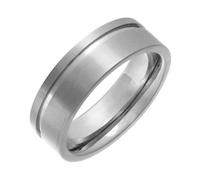 Theia Titanium Flat Court Side Grooved Matt Finish 7mm Ring - Size Y