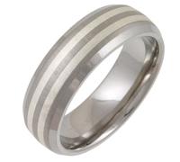 Theia Titanium with 925 Silver Inlay Court Matt 7mm Ring - Size V