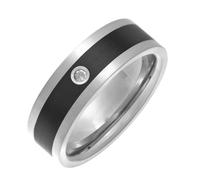 Theia Titanium with Enamel Inlay Flat Court 0.05ct Diamond Matt 7mm Ring - Size P