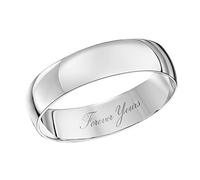 Theia Unisex 9 ct White Gold, Heavy D Shape, Engraved Forever Yours, Polished 5 mm Wedding Ring - Size V