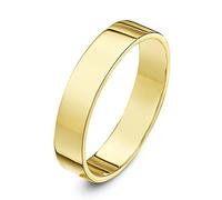 Theia Unisex 9 ct Yellow Gold, Super Heavy Flat Shape, Polished, 4 mm Wedding Ring - Size S