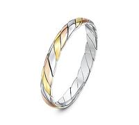 Theia Unisex 9 ct Yellow, White and Rose Gold, 3 mm Twisted Wedding Band Ring, Size X