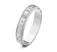 Theia Unisex Heavy Weight 4 mm Circle Design with Millgrain Edge D Shape 9 ct White Gold Wedding Ring - M
