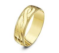Theia Unisex Heavy Weight D Shape Celtic Design 6 mm 9 ct Yellow Gold Wedding Ring - Size K