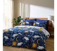 Their Nibs Disco Space Cotton Reversible King Duvet Cover Set with Pillowcases Navy Blue
