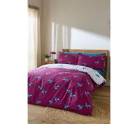 Their Nibs 'Hummingbird' Cotton Reversible Duvet Cover Set in Plum | Size: King Their Nibs Plum King