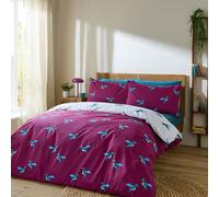 Their Nibs Hummingbird Cotton Reversible Duvet Cover Set Plum - Single - Plum