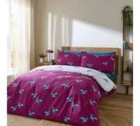 Their Nibs Hummingbird Cotton Reversible King Duvet Cover Set with Pillowcases Plum