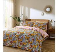 Their Nibs Untamed Cheetah Cotton Reversible Super King Duvet Cover Set with Pillowcases Grey