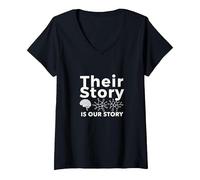 Their Story is Our Story: Neuroscience Unity Message V-Neck T-Shirt, Women, Black, S