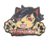 Theirwolf Nonbinary Werewolf Red Black Goth Enamel Pin for Genderfluid They Them Pronoun Users, S, enamel, not known