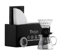 TheJze Switch pour over coffee maker, 3-in-1 Immersion &pour over coffee dripper, Stops Bitter Coffee, Includes 600ml Glass Pot & 50 Natural Paper Filters, Size 02, Ideal for Iced drink & Gift