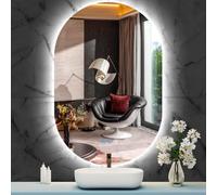 THEKLA Oval Mirror with Led Lighting for Bathroom, Wall, Vertical, Horizontal, Makeup, 16 X 24" Frameless, Backlight, Vanity Lights, Smart Memory, 3 Colors, Dimmable, Anti
