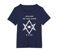 Thelema Every Man Woman is a Star Crowley T-Shirt, Women's Plus, Navy Blue, 2X