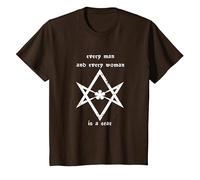 Thelema Every Man Woman is a Star Crowley T-Shirt, Youth, Brown, Large