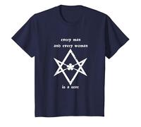 Thelema Every Man Woman is a Star Crowley T-Shirt, Youth, Navy Blue, Medium