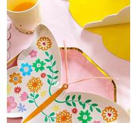 TheLittleStuff 24-Piece Butterfly and Floral Party Disposable Tableware Set, Pink, Paper, 7-inch Butterfly-Shaped Paper Plates, Garden Party Collection