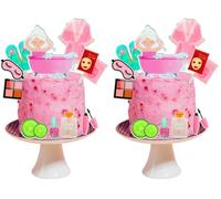 TheLittleStuff Spa Day Pamper Party Cake Topper Set, 12 Pieces, Premium Acrylic, Self-Care Theme, 4-8 cm (Pack of 2)