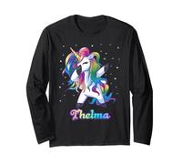 Thelma Name Personalized Custom Rainbow Unicorn Dabbing Long Sleeve T-Shirt
