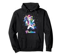 THELMA Name Personalized Custom Rainbow Unicorn Dabbing Pullover Hoodie