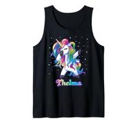 Thelma Name Personalized Custom Rainbow Unicorn Dabbing Tank Top
