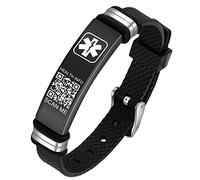 Theluckytag Medical ID Bracelet with QR Code for Men and Women - Ultralight Adjustable Plastic Wristband Fits Wrists Up to 9'' - Custom Emergency Info