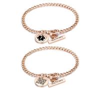 Theluckytag Upgraded QR Code Medical ID Bracelets for Women Medical Alert Bracelet - Sterling Silver 7'' Cuban Chain Link - More Space Save & Change Emergency Medical Info Anything, Medium, Stainless