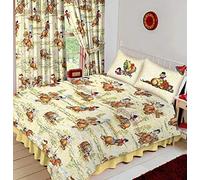 thelwell King Size Bed Trophy, Duvet/Quilt Cover Set, Novelty Kids Horses Equestrian Riding Pony Jump Fairground, Cream Red Brown Yellow Green Multi