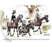 Thelwell Vintage humour pony cartoon featuring family off to the meet. The Horse-box