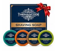 THEMANCODE Shaving Soap for Men, Gift for Men, 4 Pack Variety, 2.5 oz Each | Christmas Stocking Fillers for Men, Rich Lather, Smooth Glide, 4 Classic Scents, Daily Wet Shave