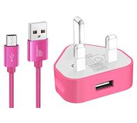 TheMax Fast Charging USB Wall Charger with Micro Cable 1m Compatible with Samsung/HTC/Nokia/PS4/X-box/Printers/Wireless/keyboards/Bluetooth Speakers and more-Red