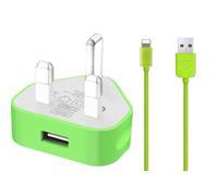 TheMax® USB 2.0 Data Sync Charging Cable 1 meter + 1000mAh USB Charger Plug Compatible with iiPhones 6/7/8/X/XS/XS Max/11/12/12 Pro max/13/13 mini/14/14 plus (1 Meter, Green 2 in1)
