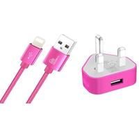TheMax® USB 2.0 Data Sync Charging Cable 1 meter + 1000mAh USB Charger Plug Compatible with iiPhones 6/7/8/X/XS/XS Max/11/12/12 Pro Max/13/13 Mini/14/14 plus (1 Meter, Pink 2 in1)