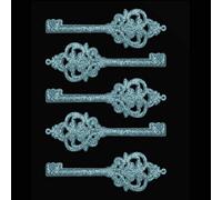 Theme Machine 5 Pack 14cm Glitter Key Christmas Tree Decoration - ICE BLUE