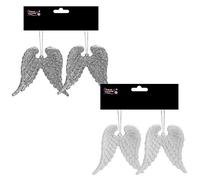 Theme Machine Christmas 2 Pack Hanging Glitter Angel Wings Tree Decoration - White