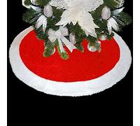 Theme Machine Deluxe Red Velour 100cm Tree Skirt with White Trim