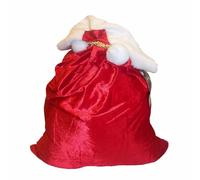 Theme Machine Deluxe Red Velour Giant Sack with White Trim & Pom Pom Ties